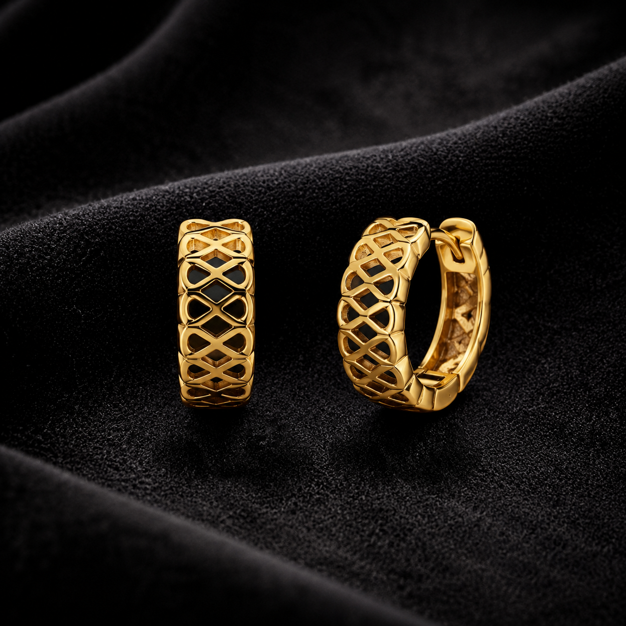 Gold Tone Interlocking Infinity Hoop Earrings