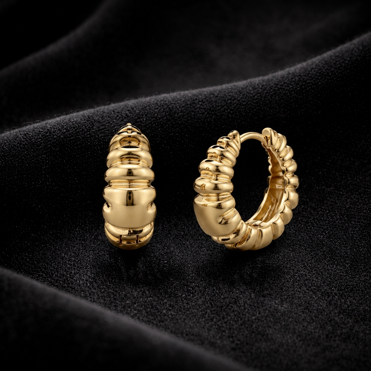 Gold Tone Croissant Huggie Earrings