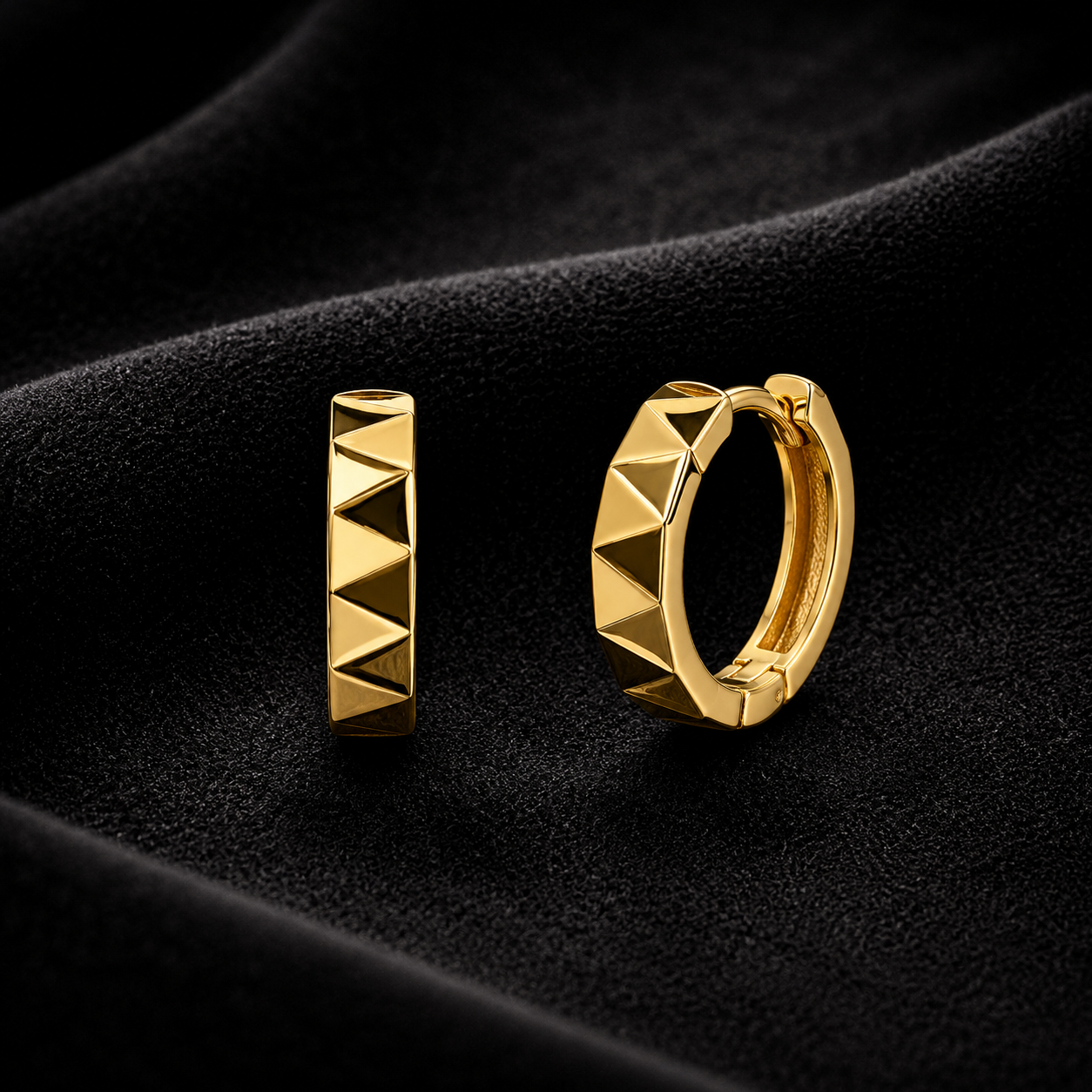 Spike Textured Gold Tone Hoop Earrings