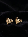 Golden Ribbon Bow Huggie Hoop Earrings